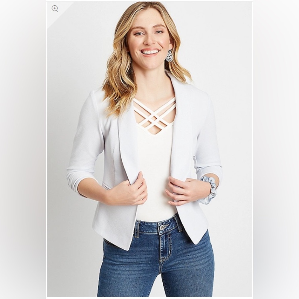 Light Blue Open Front Blazer